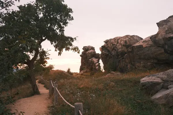 Harz Dağları 'ndaki taş yığınının muhteşem manzarası.                