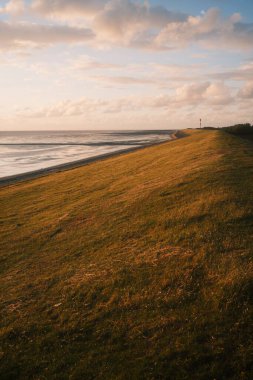 Gün batımında deniz kıyısının güzel manzarası         