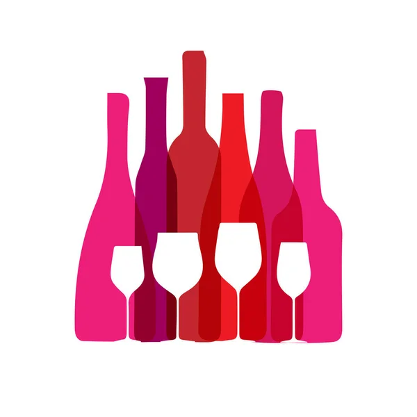 Дизайн Меню Ресторана Вина Веселыми Красочными Бутылками Бокалов Вина Предпосылки — стоковый вектор