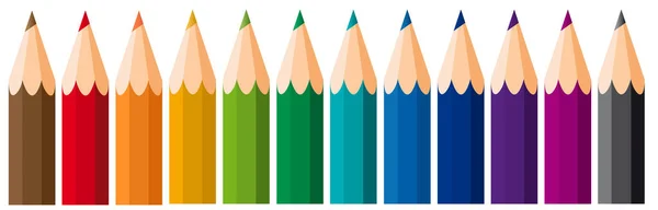 Χρωματικά Μολύβια Σειρά Ξύλινη Λευκό Φόντο Crayons Vector Banner — Διανυσματικό Αρχείο