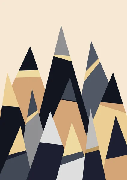 Абстрактные Горы Осенние Деревья Сделанные Треугольников Векторный Геометрический Иллюстрационный Шаблон — стоковый вектор