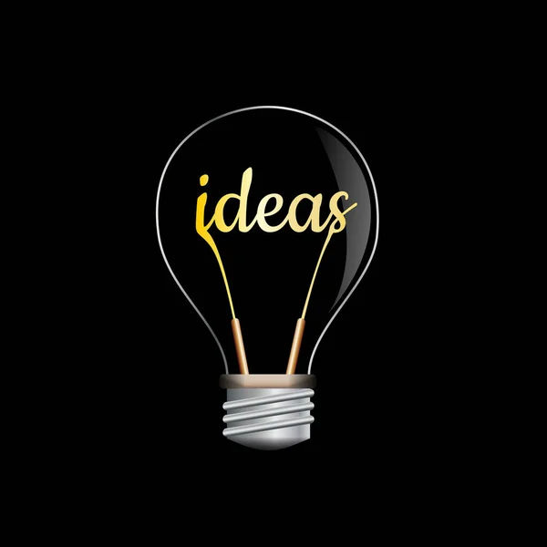 アイデアやスタートアップのコンセプト ランプの中のテキスト ベクターイラスト — ストックベクタ