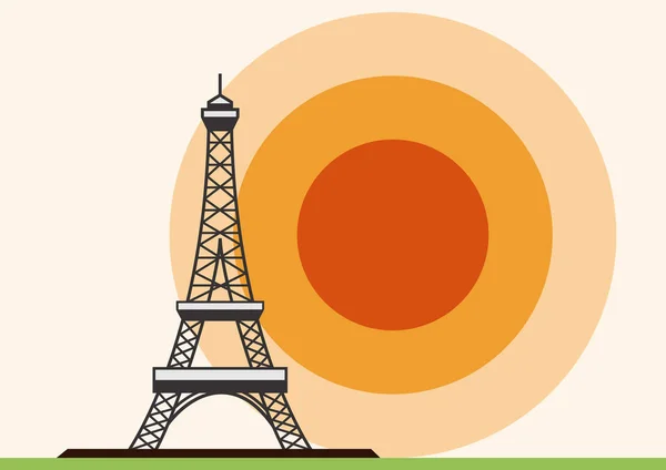 Тур Ейфеля Париж Паризьке Літо Плакат Покриття Сонцем Плоскому Дизайні — стоковий вектор