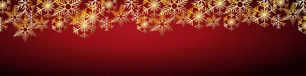 Bannière Noël Rouge Fond Fait Neige Dorée — Image vectorielle