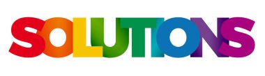 The word Solutions. Vector banner and logo with colorful text