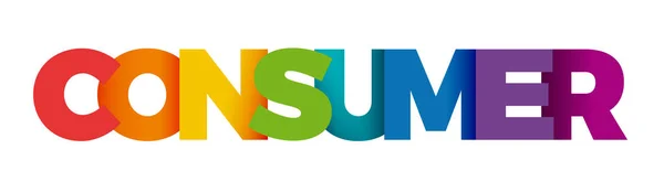 Palabra Consumidor Banner Vectorial Logotipo Con Texto Colorido — Archivo Imágenes Vectoriales