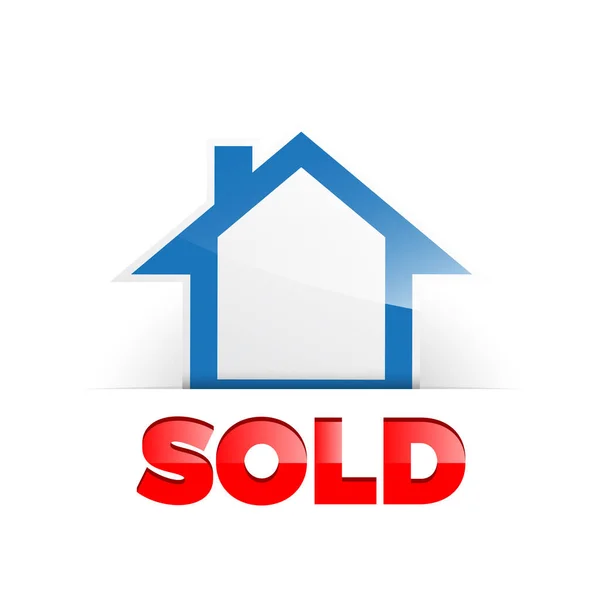 Sold House Vector Logo Sign — Stock Vector