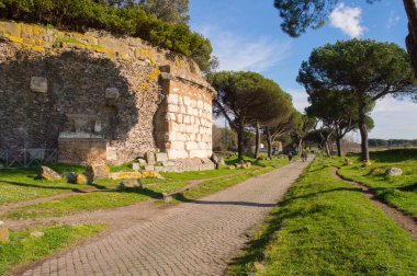 Appia antica (Old Appia) near Rome, Italy clipart