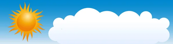 Resumo Banner Verão Primavera Fundo Azul Com Sol Laranja Nuvem — Vetor de Stock