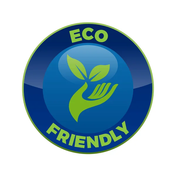 Etiqueta Eco Amigável Verde Botão Redondo Vetor — Vetor de Stock