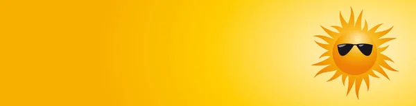 Streszczenie Letni Sztandar Pomarańczowe Tło Okularami Przeciwsłonecznymi Puste Gorące Niebo — Wektor stockowy