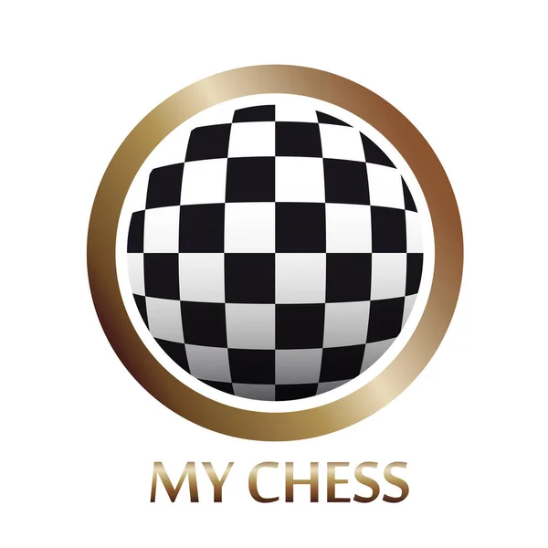 Kugelförmiges Schachbrett Einem Bronzering Vektor Vorlage Logo Design — Stockvektor