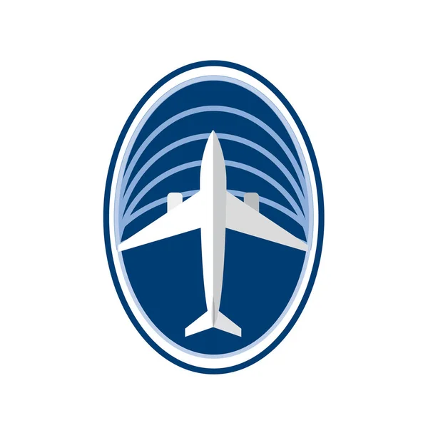 Samolot Wewnątrz Owalnego Tła Szablon Wektora Projekt Logo — Wektor stockowy