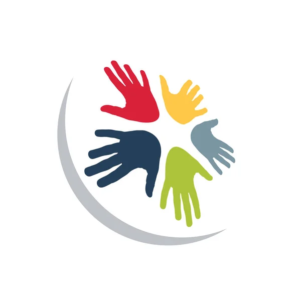 Командная Работа Солидарность Многорасовые Руки Концепция Разнообразия Векторный Шаблон Дизайн — стоковый вектор