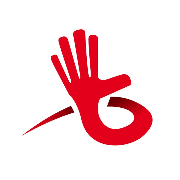 Stoppsignal Rote Handfläche Hilfe Hilfe Und Hilfekonzept Vektor Vorlage Logo — Stockvektor