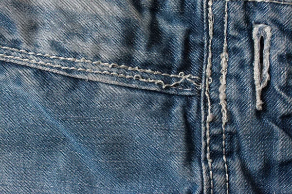 Denim Jeans Texture Cotton Fabric Pocket Rivet Textile Backgroun — Stock Photo, Image