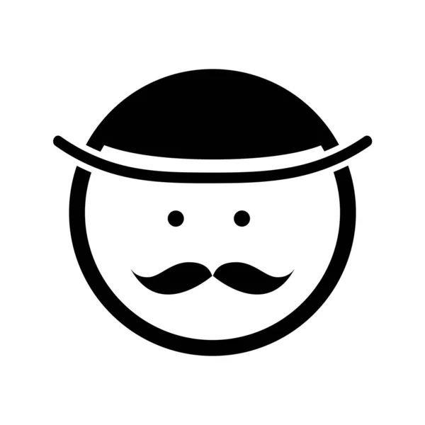 円の中で 帽子と口ひげを持つぽっちゃりした男の顔 単純なベクトル図テンプレート — ストックベクタ
