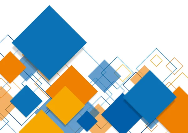 Abstrato Azul Laranja Quadrado Fundo Padrão Geométrico Para Design Capa —  Vetores de Stock