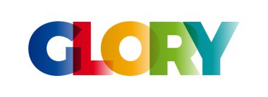 Glory kelimesi. Metin renkli gökkuşağı ile vektör pankartı.