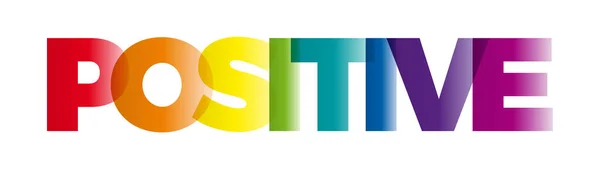 ポジティブという言葉 テキスト色の虹のベクトルバナー — ストックベクタ
