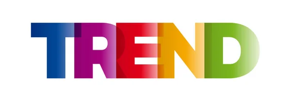 Het Woord Trend Vector Banner Met Tekst Gekleurde Regenboog — Stockvector