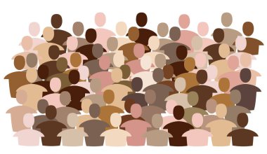 Diversity. Multiracial crowd. Workers group, community in parade or in protest. Flat style. Vector illustration. Anonymous people