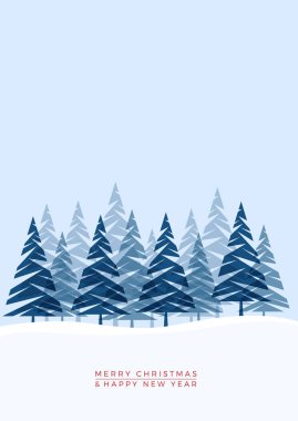 Dağdaki bir ormanın kış manzarası. Vektör illüstrasyonu. 