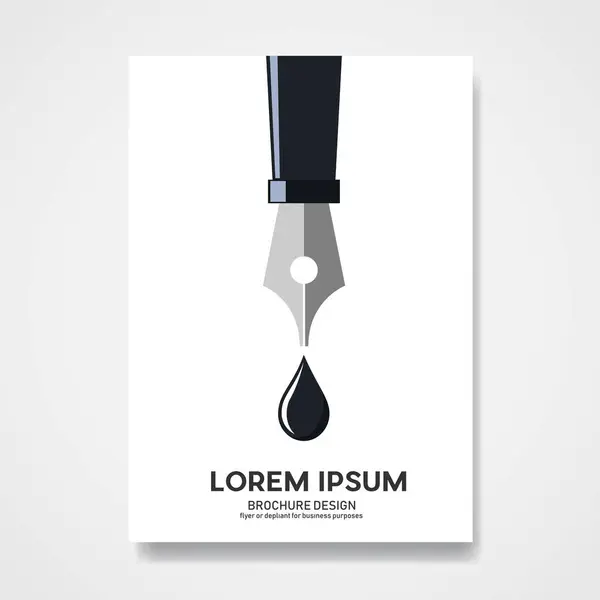 Moderne Brochure Omslag Ontwerp Met Een Gestileerde Inkt Pen Druppel — Stockvector