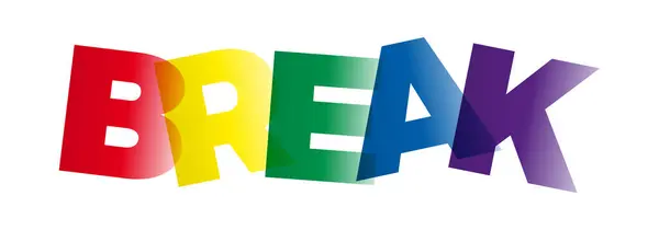 Word Break Vector Banner Text Colored Rainbow — Stock Vector