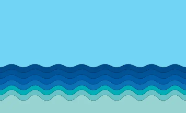 Абстрактная Вода Волны Море Векторный Пустой Фон Местом Копирования — стоковый вектор