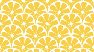 Dilimlenmiş portakallı geometrik desen. Retro animasyon arka plan ve resimleme. Kusursuz döngü