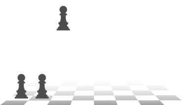 Satranç tahtasına düşen satranç taşları, oyun hazırlığı. Beyaz arka plan. Kopya alanı ile canlandırılmış resimleme