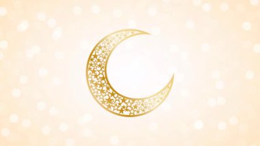 Ramazan Kareem 'in altın aylı arka planı. Yanıp sönen ışıklarla canlandırılmış resimleme