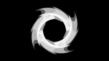 Krom anahtar için siyah zemin üzerinde beyaz girdap. Yıkama ve soğutma konsepti. Vantilatör çalışıyor. Animasyon çizimi. Kusursuz döngü