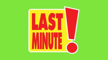 Son dakika etiketi ve çıkartması, yeşil arkaplan üzerinde canlandırmalı illüstrasyon, krom anahtar üzerinde hareket grafikleri