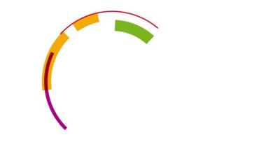 Geometrik yuvarlak daire tasarımı şekillendirir. Döner ve hareket eder. Kopya alanı ile canlandırılmış illüstrasyon, kalıp ve arkaplan