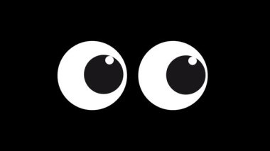 Çizgi film tarzı gözler, siyah arka planda farklı yönlere bakıyor.