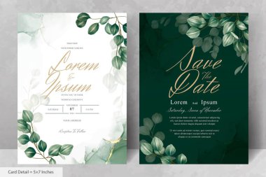 Okaliptüs Yapraklı Zarif Düğün Davetiyesi Şablonu