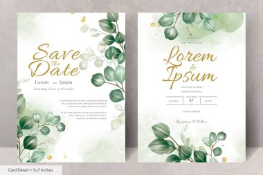 Okaliptüs Yapraklı Zarif Düğün Davetiyesi Şablonu