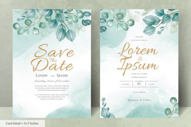 Okaliptüs Yapraklı Zarif Düğün Davetiyesi Şablonu