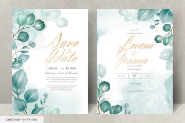 Okaliptüs Yapraklı Zarif Düğün Davetiyesi Şablonu