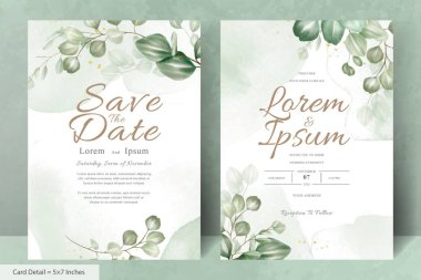 Okaliptüs Yapraklı Zarif Düğün Davetiyesi Şablonu