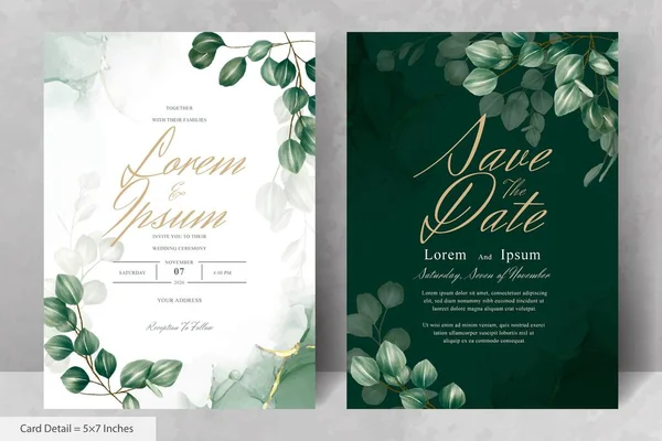 Okaliptüs Yapraklı Zarif Düğün Davetiyesi Şablonu