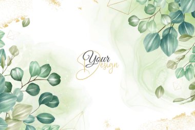 okaliptüslü yeşil düğün davetiyesi tasarımı