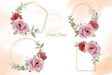 Suluboya Çiçek Çerçeveleri Çok Amaçlı Şablon Tasarım Koleksiyonu