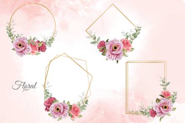 Suluboya Çiçek Çerçeveleri Çok Amaçlı Şablon Tasarım Koleksiyonu