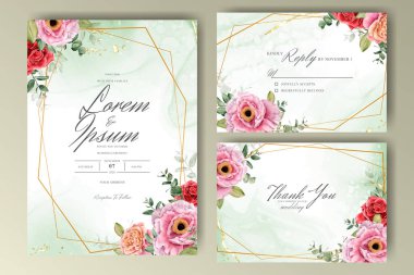 Suluboya Çerçeve Düğün Davetiyesi Şablonu