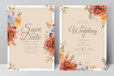 Suluboya Çerçeve Düğün Davetiyesi Şablonu