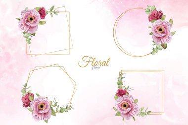 Suluboya Çiçek Çerçeveleri Çok Amaçlı Şablon Tasarım Koleksiyonu