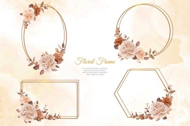 Suluboya Çiçek Çerçeveleri Çok Amaçlı Şablon Tasarım Koleksiyonu